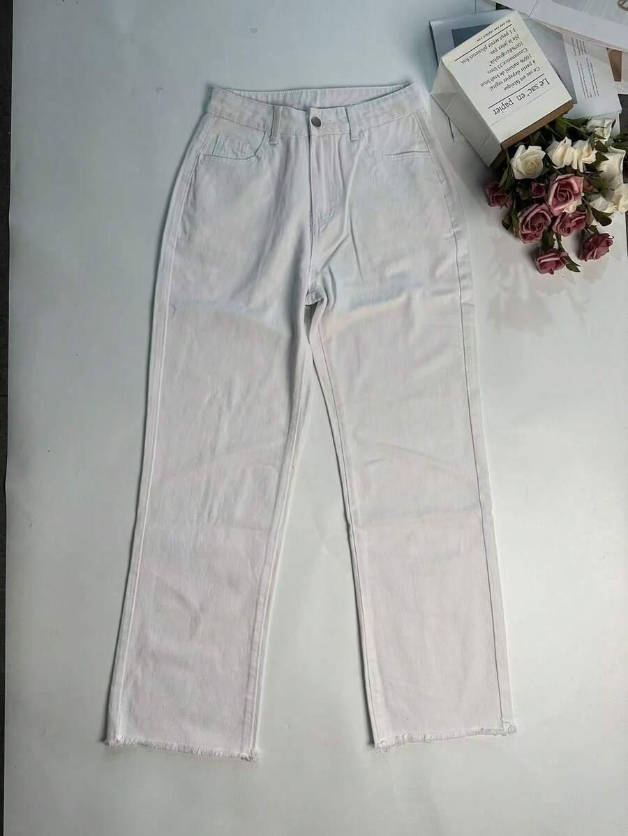BIAŁE SPODNIE JEANS