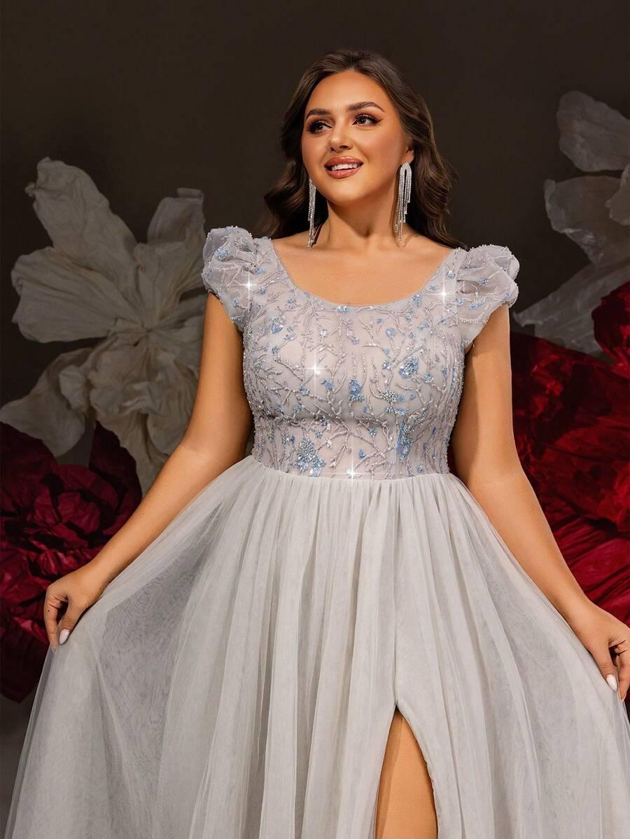 szara maxi sukienka