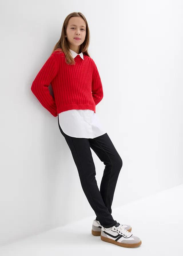 CZERWONY SWETER KOŁNIERZYK 