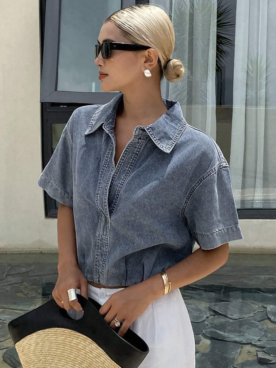 NIEBIESKA BLUZKA JEANS