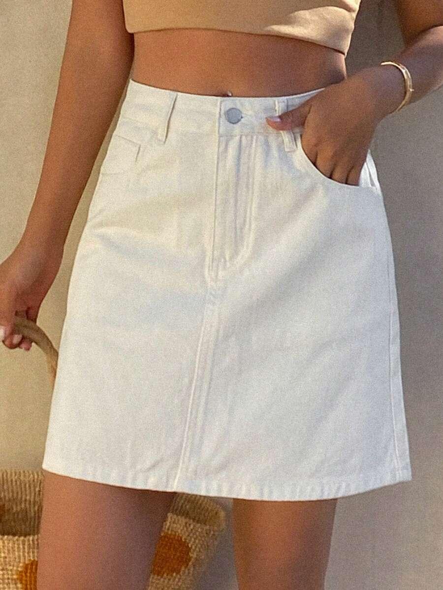 kremowa mini spódnica jeans