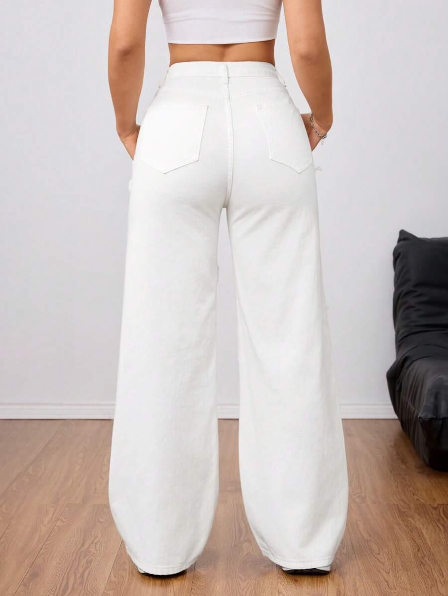 BIAŁE SPODNIE JEANS