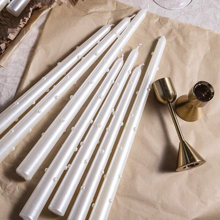 biała ozdobna świeca 2-pack
