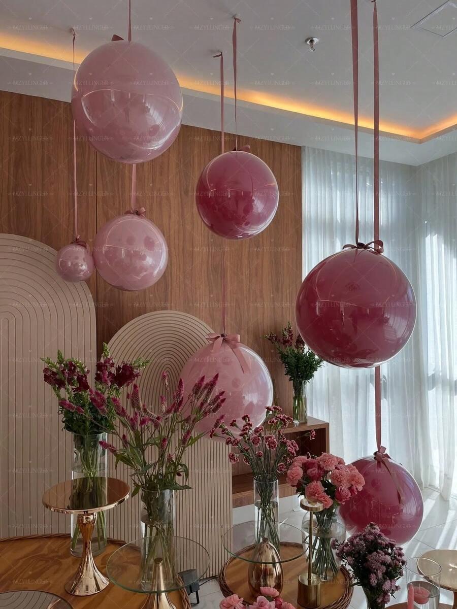różowe balony wstążka