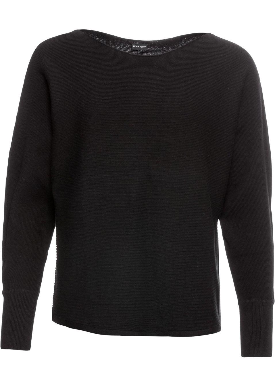 klasyczny czarny prążkowany sweter