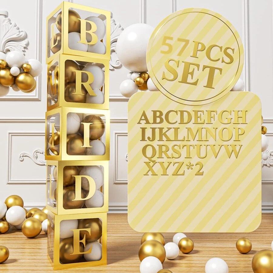 złote pudełka litery dekoracja 5-pack
