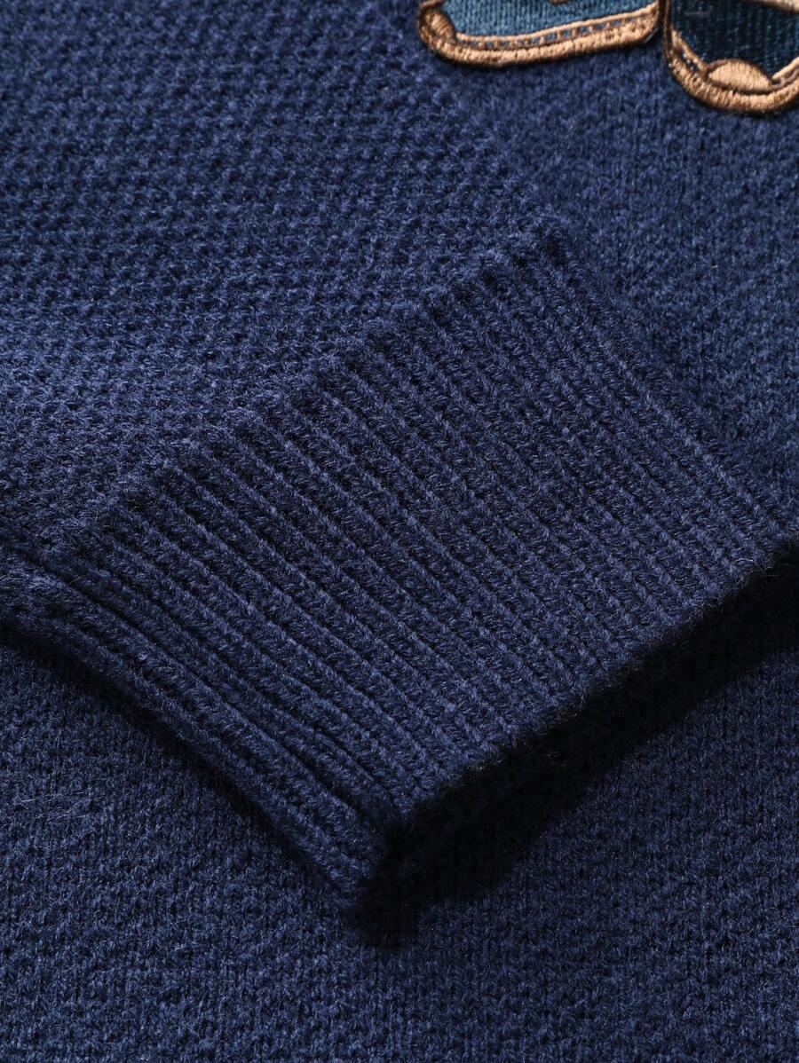 GRANATOWY SWETER MĘSKI AKRYLOWY OKRĄGŁY DEKOLT WKŁADANY