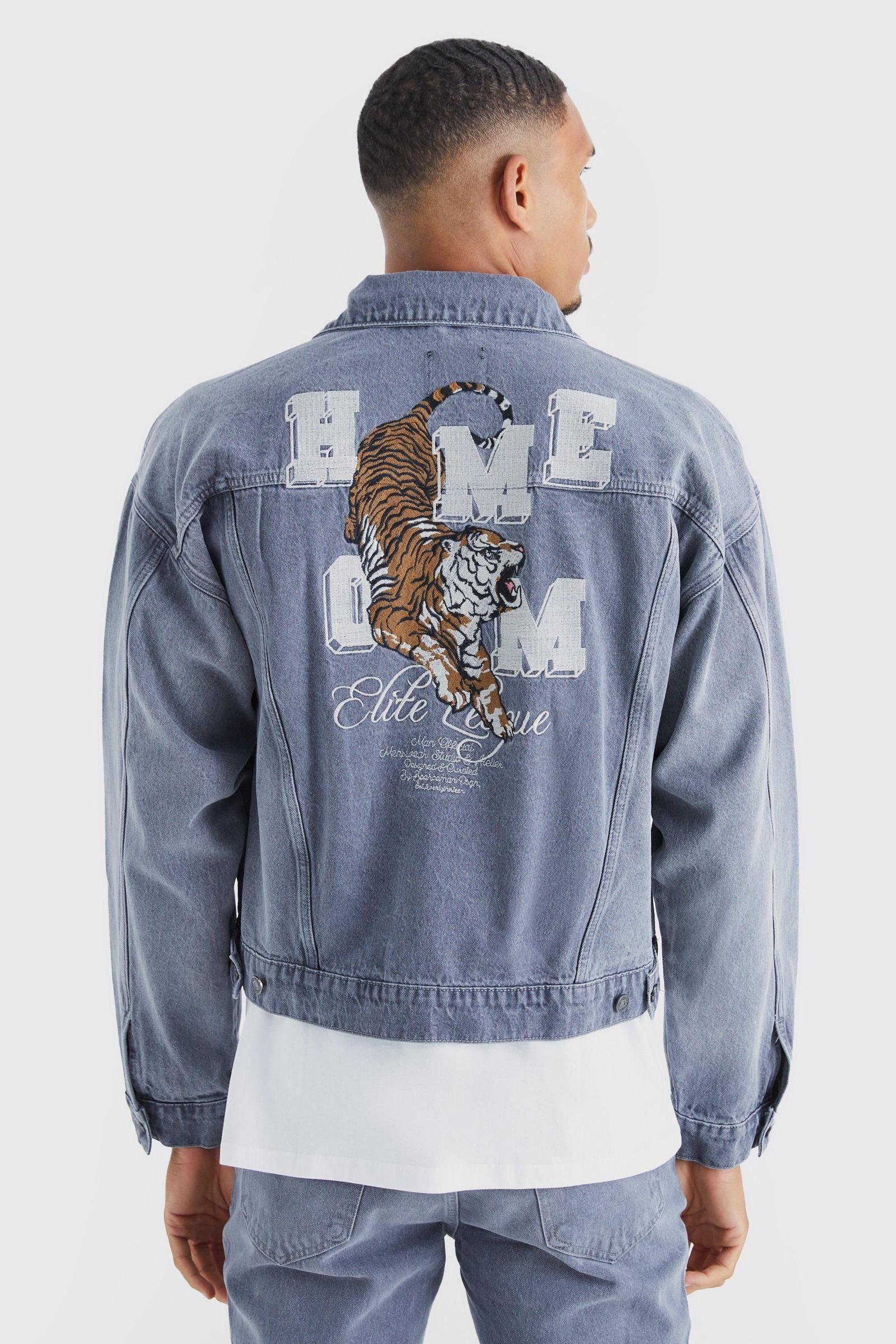 szara kurtka jeans haft
