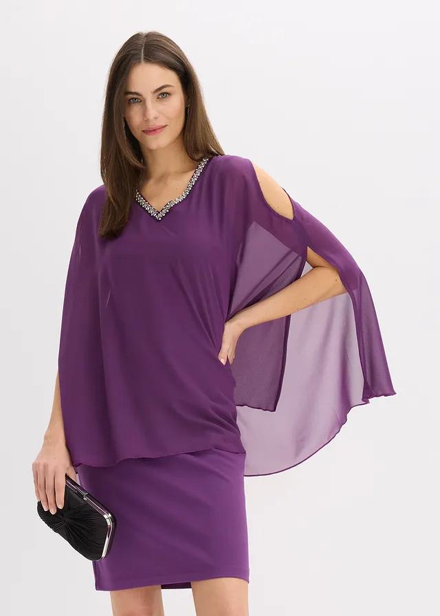 fioletowa mini sukienka v-neck
