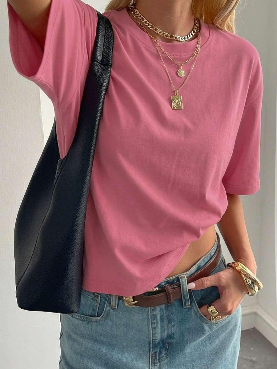 RÓŻOWY T-SHIRT OVERSIZE