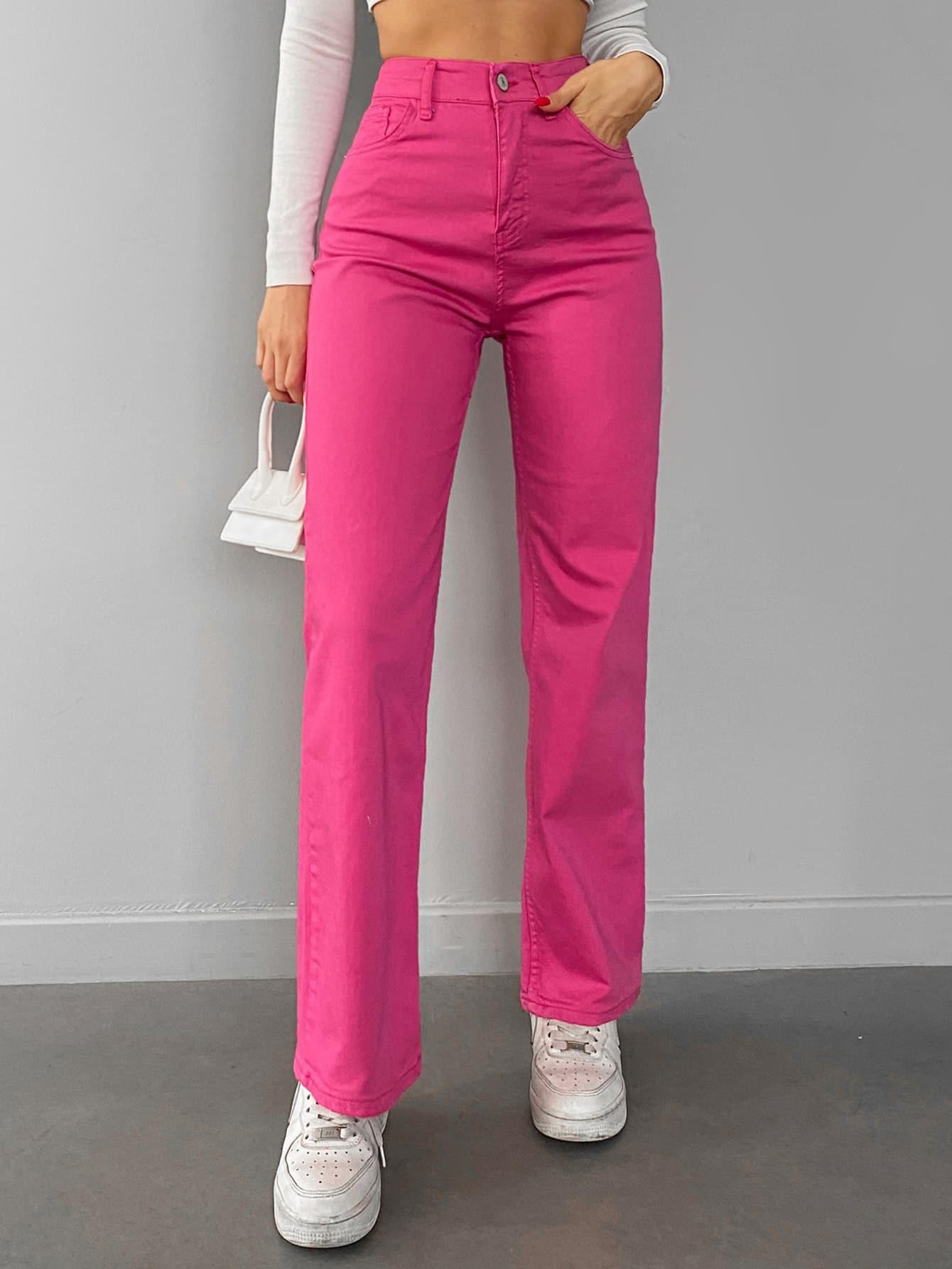 RÓŻOWE SPODNIE JEANS