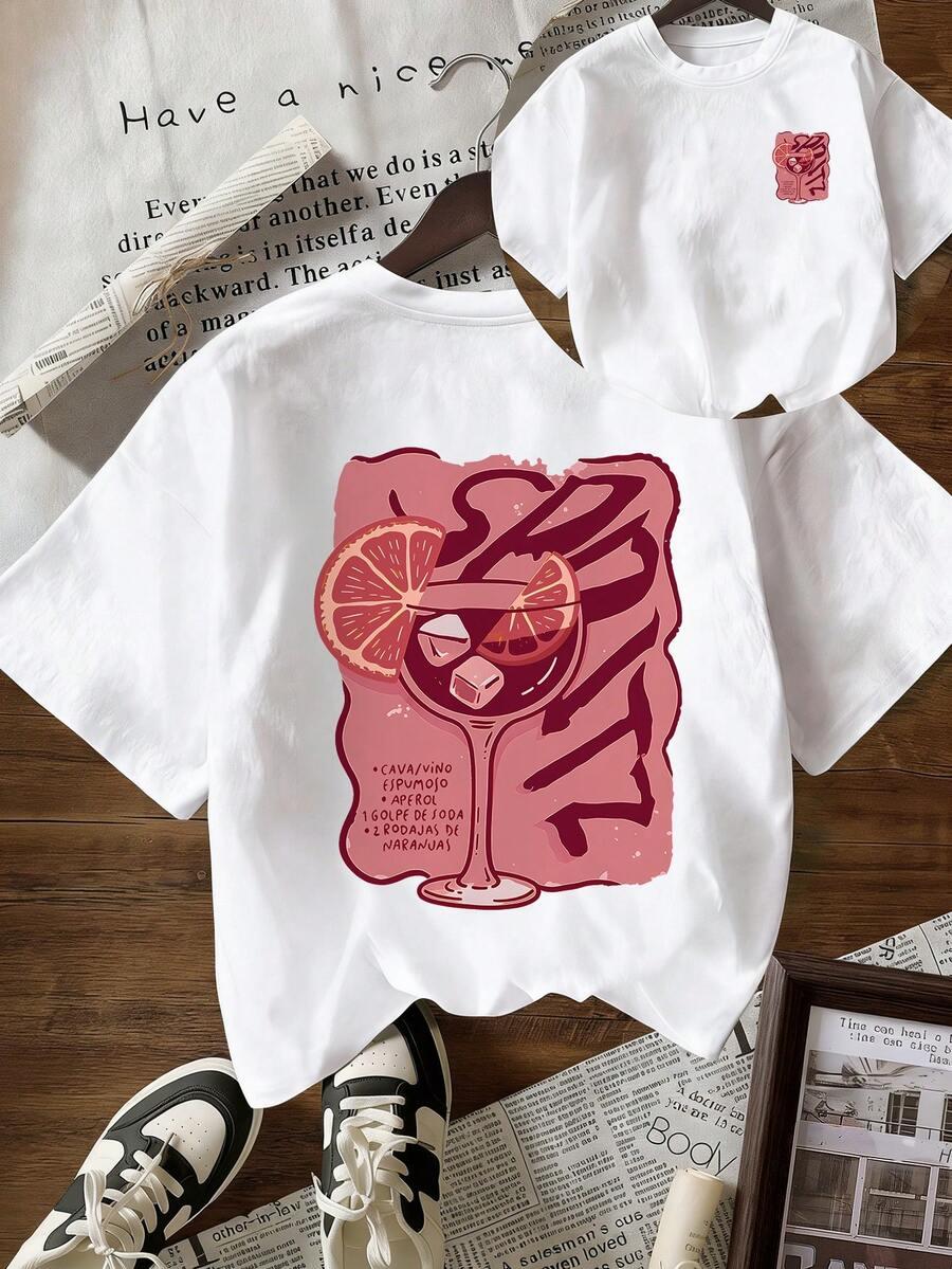 biały t-shirt nadruk