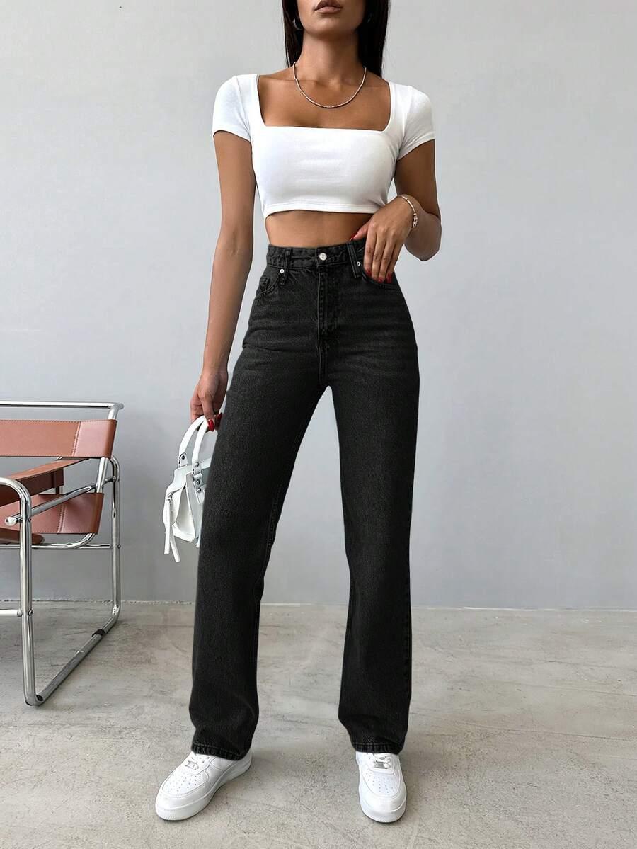 CZARNE SPODNIE JEANS 
