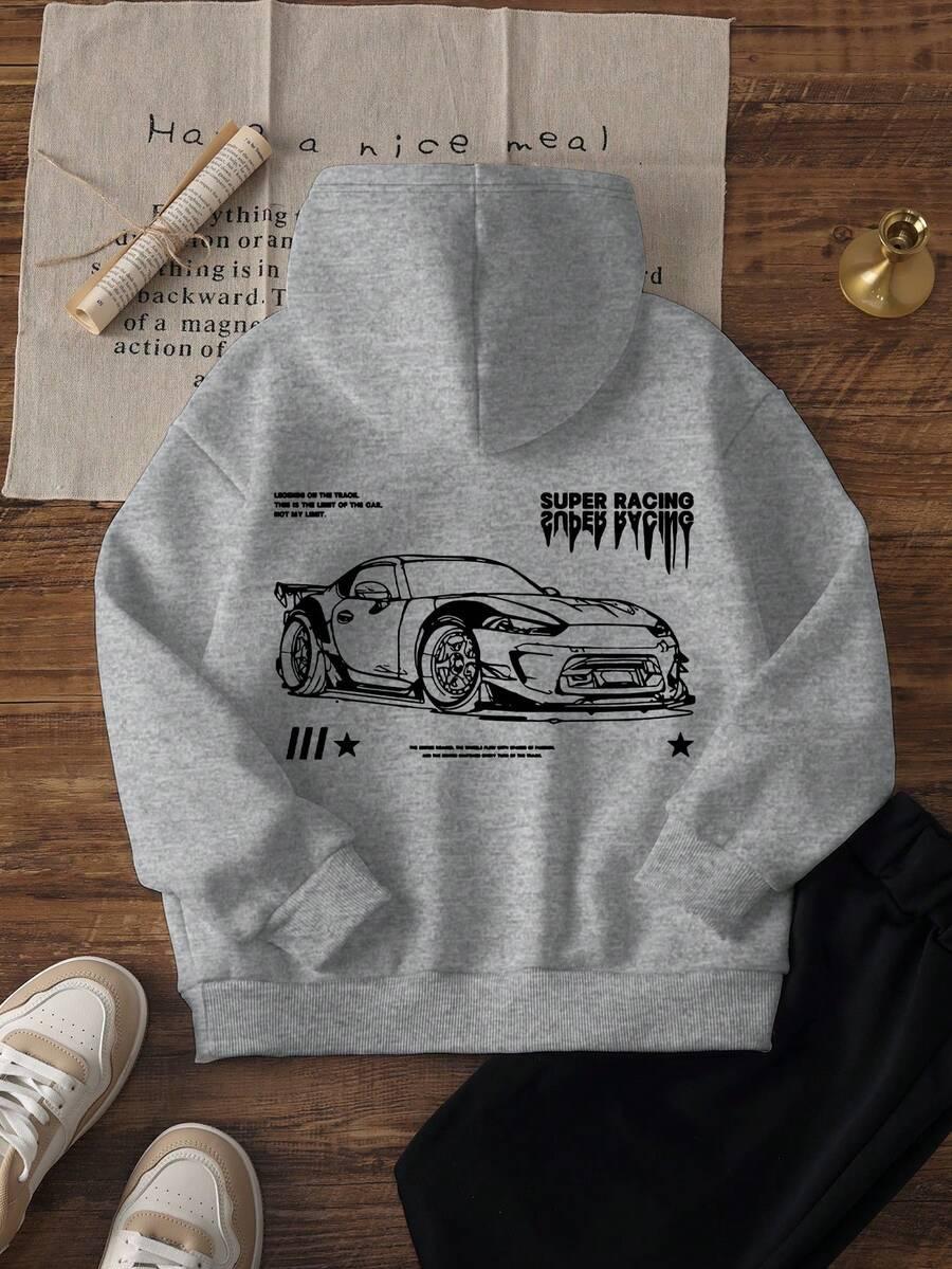 SZARA BLUZA KAPTUR PRINT 