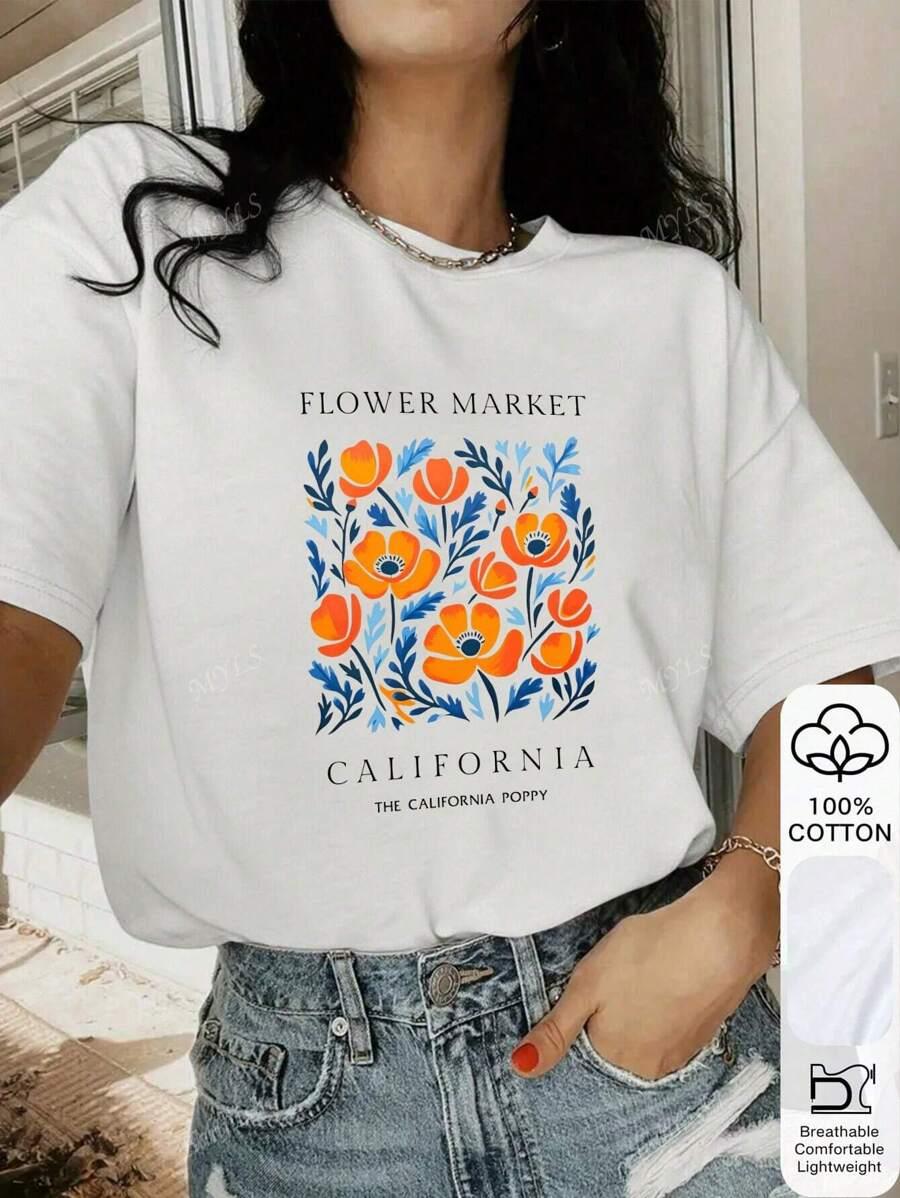 DAMSKI T-SHIRT Z OKRĄGŁYM DEKOLTEM 