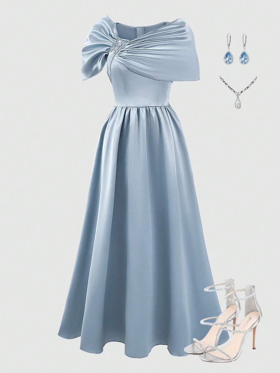 ELEGANCKA DOPASOWANA SATYNOWA SUKIENKA DLA NASTOLATEK