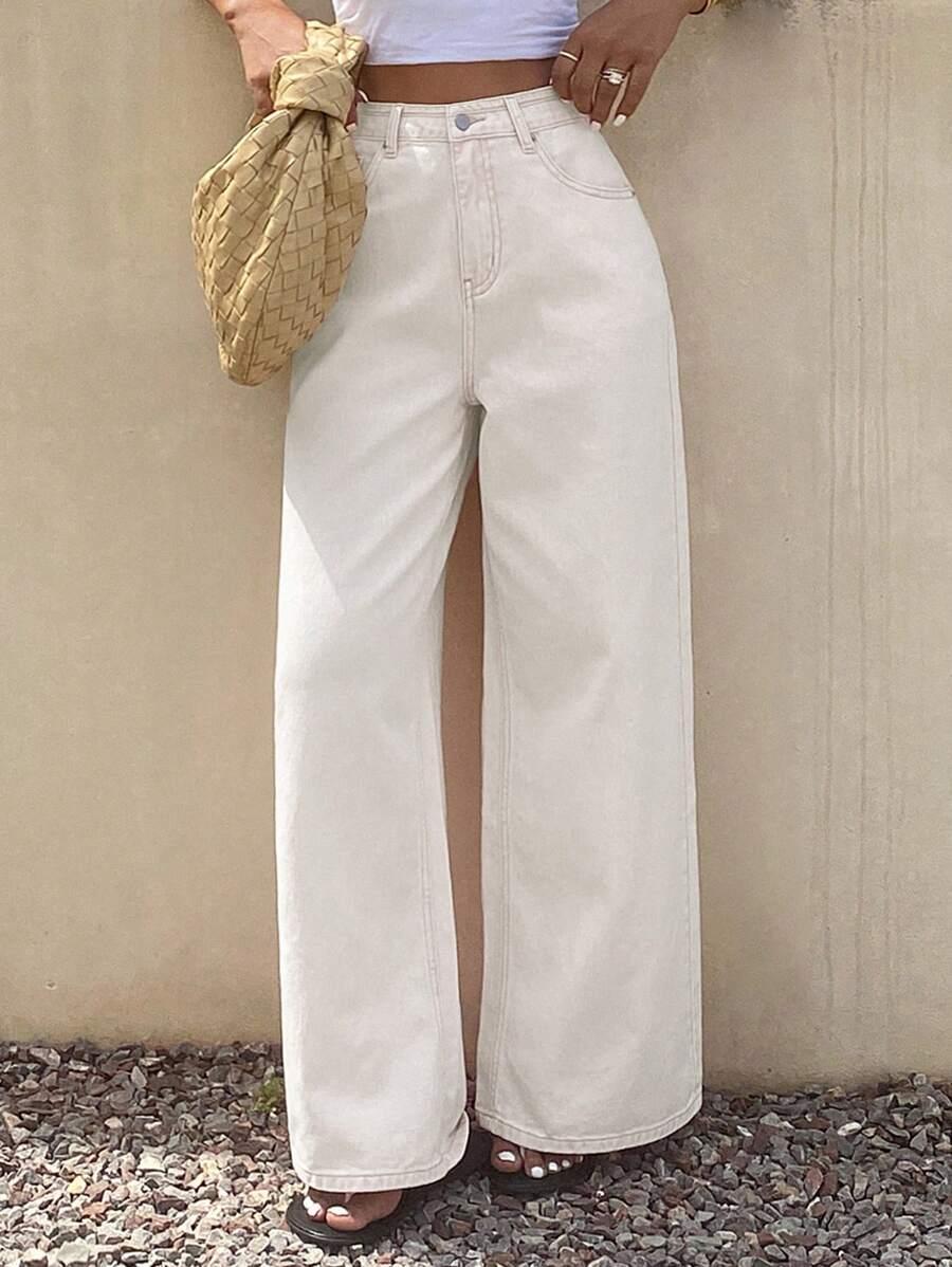 BIAŁE SPODNIE JEANS
