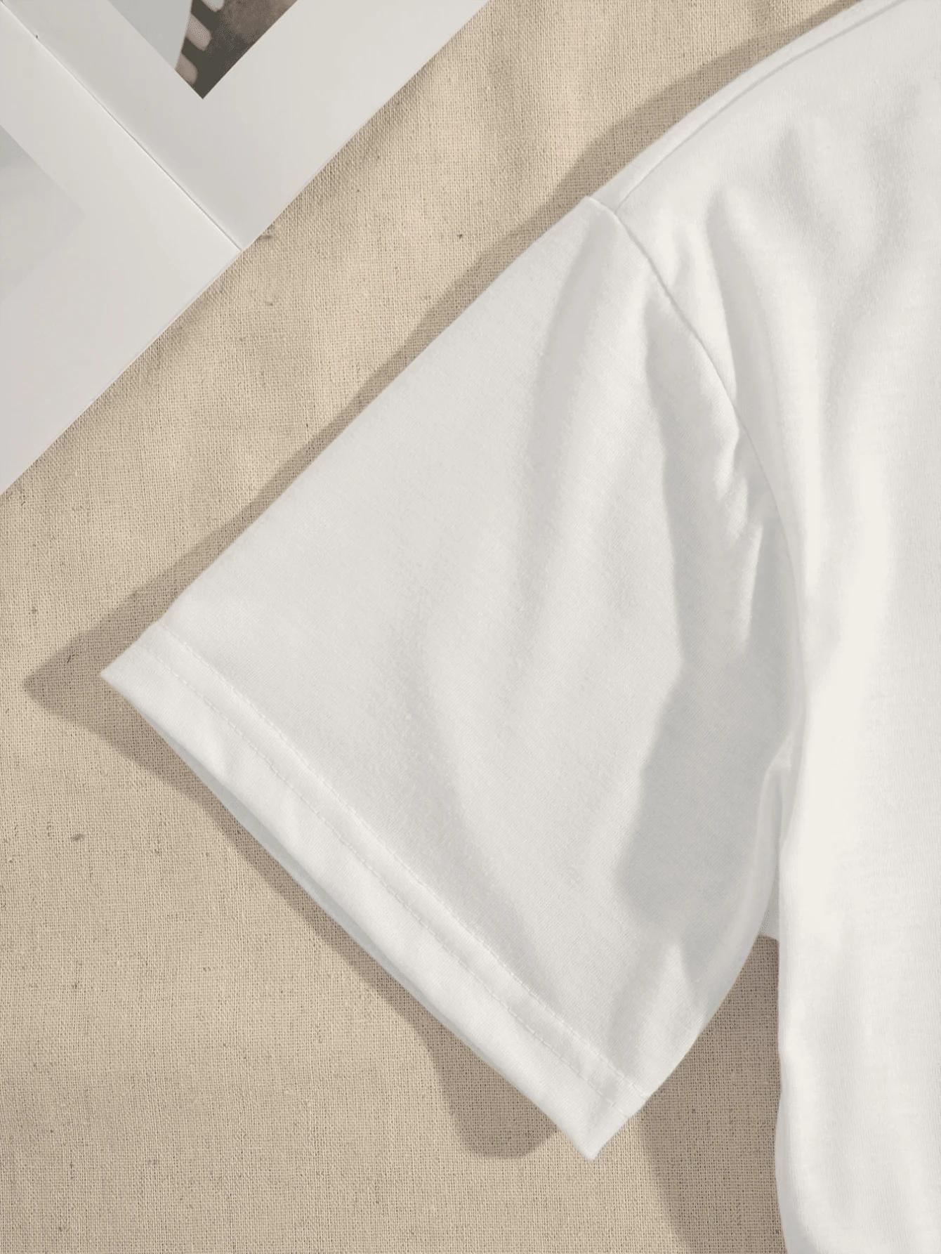 biały t-shirt okrągły dekolt