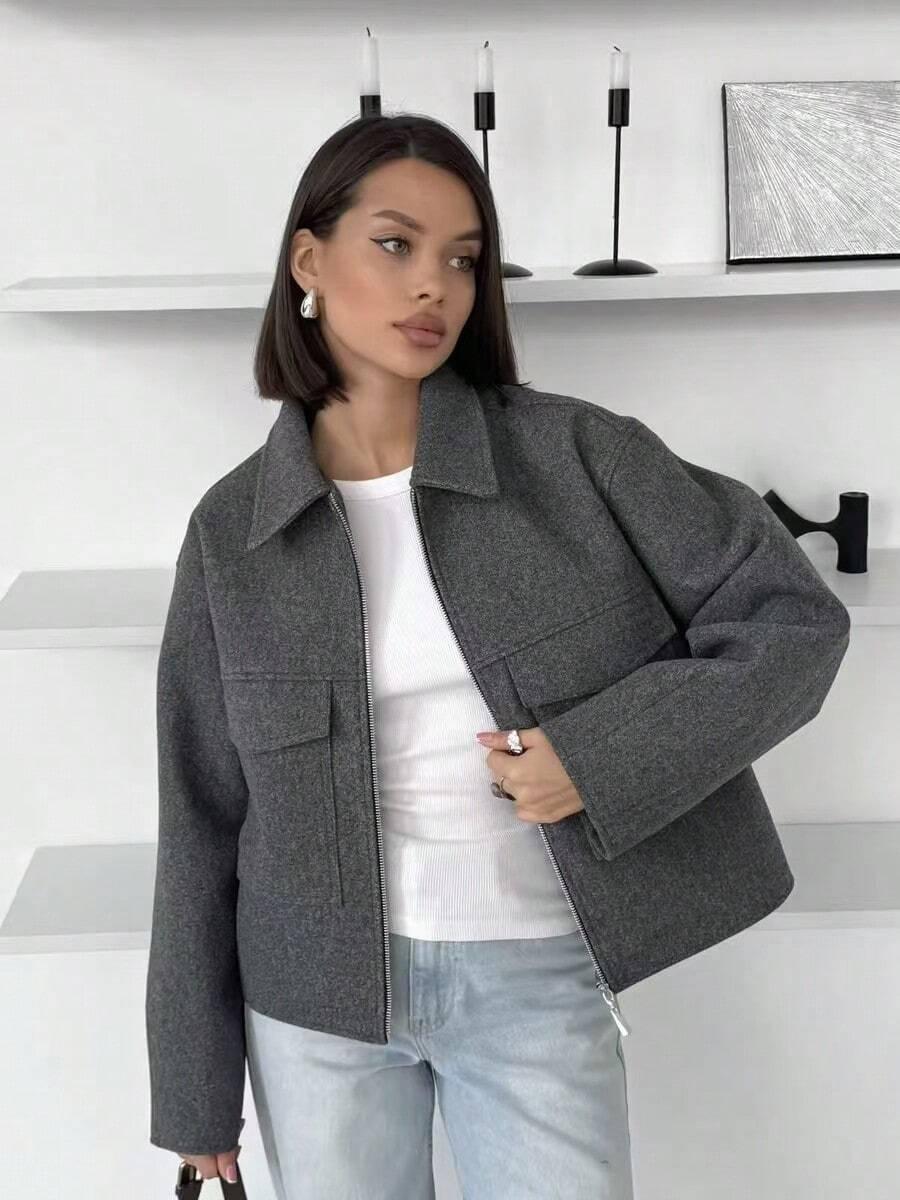 szara kurtka zamek 