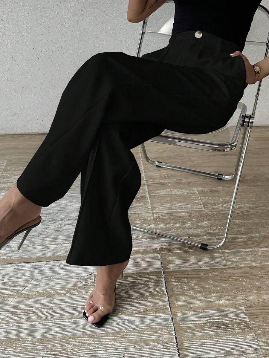 czarne proste spodnie