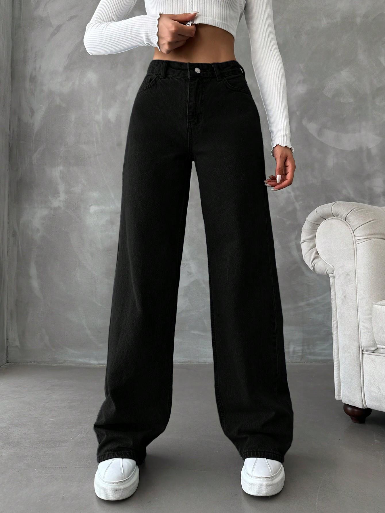 CZARNE SPODNIE JEANS 