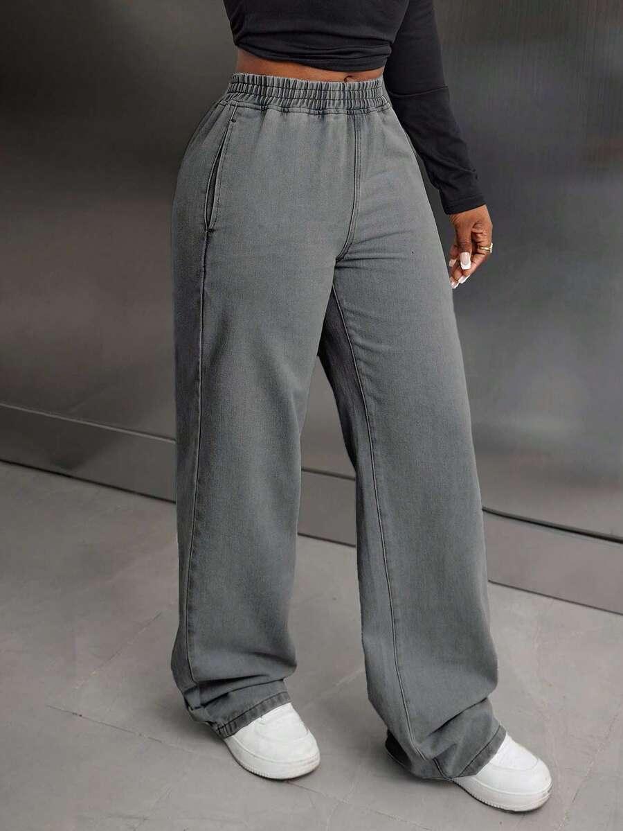 SZARE SPODNIE JEANS