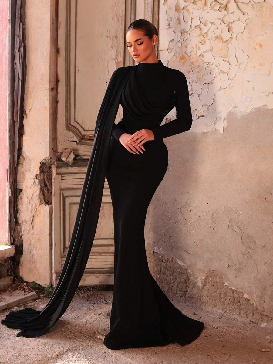 CZARNA MAXI SUKIENKA