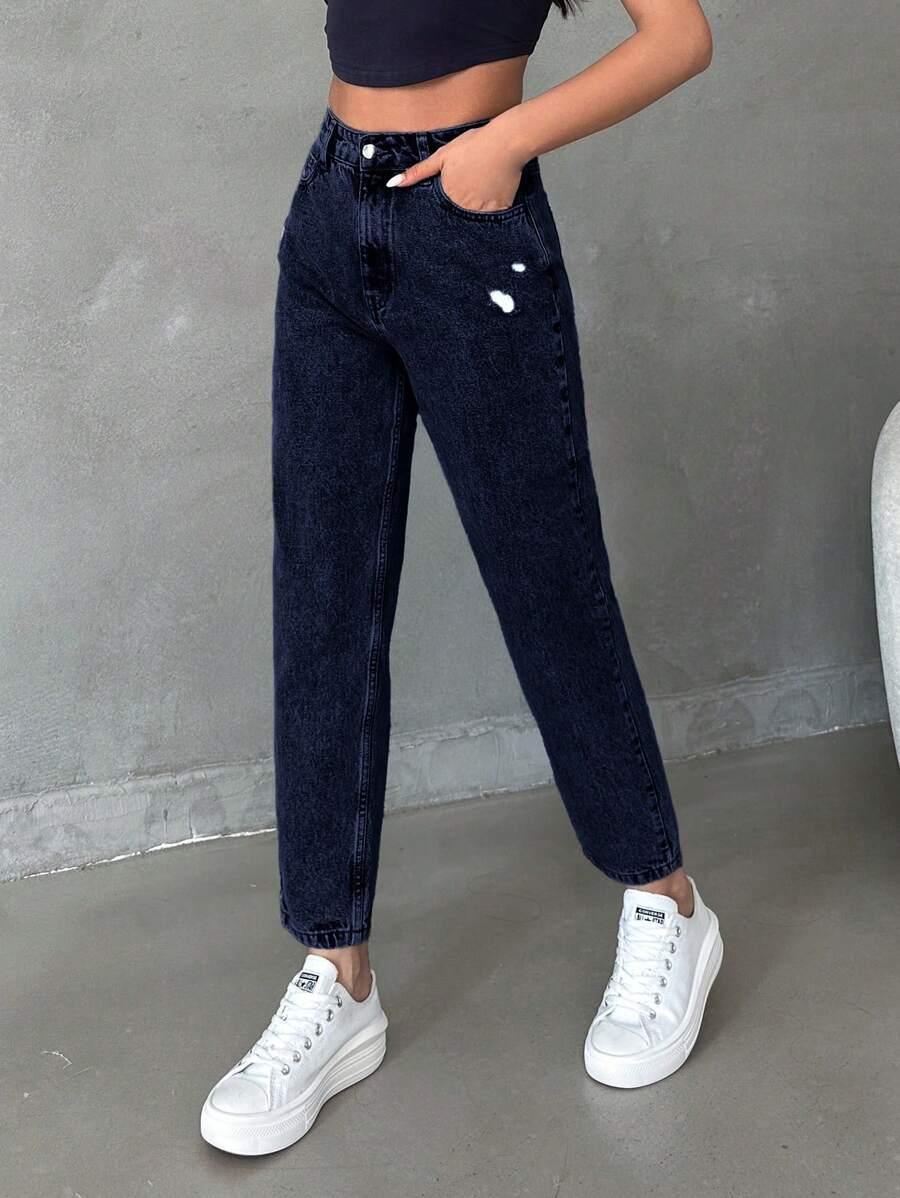GRANATOWE SPODNIE JEANS