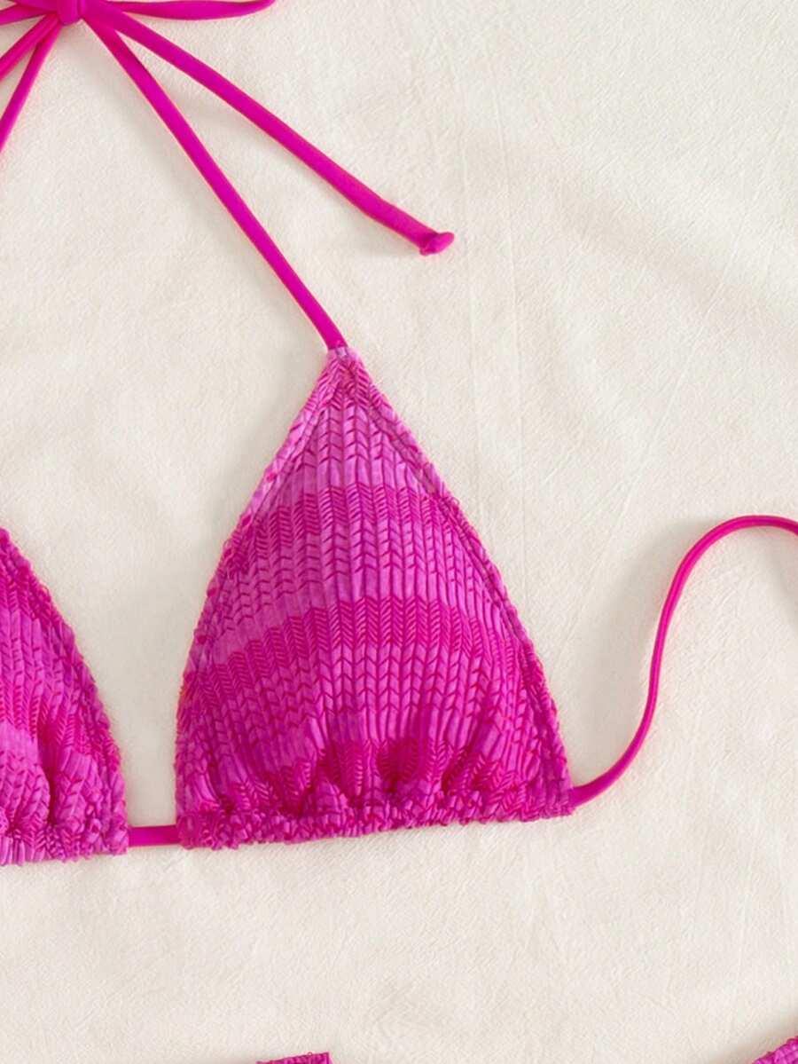 różowy komplet bikini spódnica