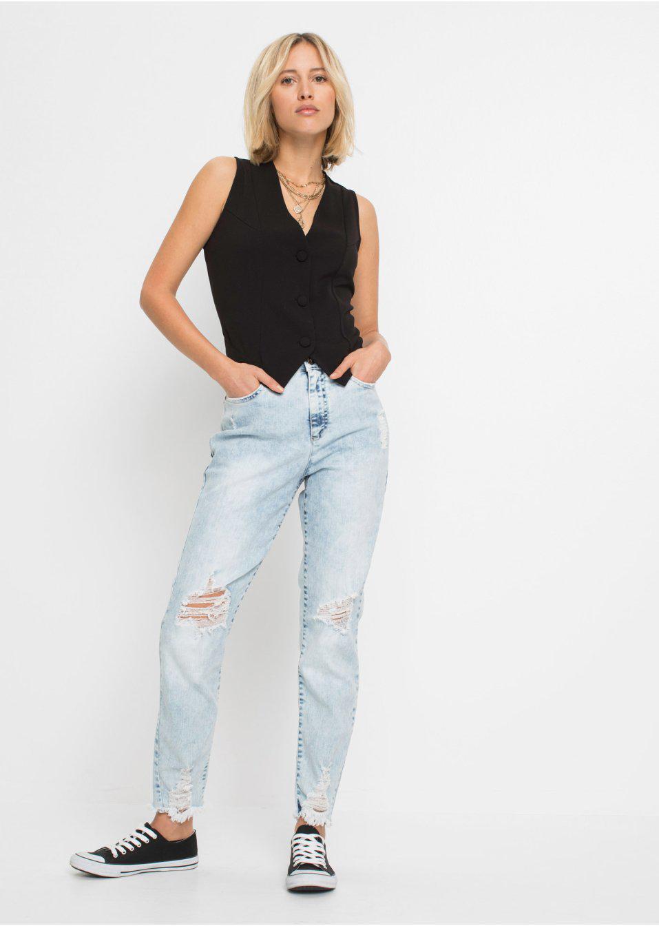 CZARNY TOP V-NECK GUZIKI 