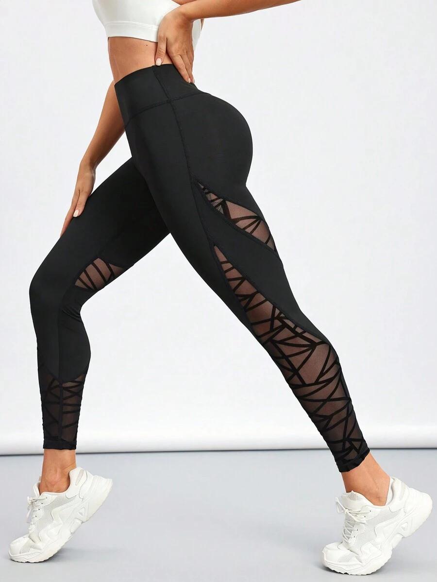 CZARNE LEGGINSY SPORTOWE WYSOKI STAN wstawki