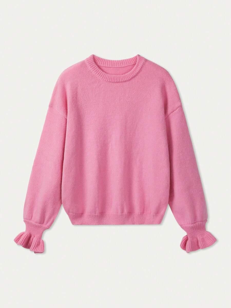 RÓŻOWY DZIANINOWY SWETER