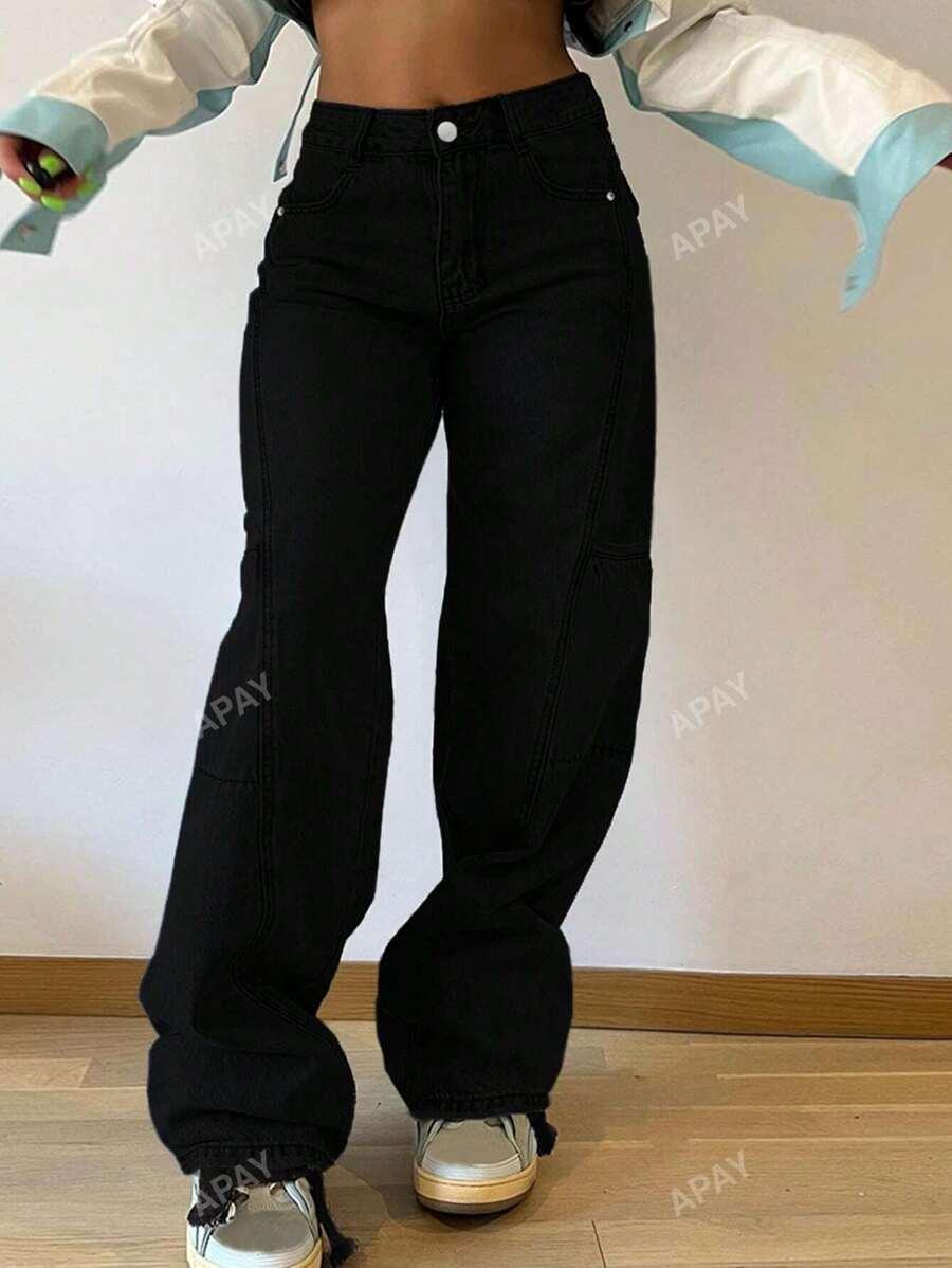 CZARNE SPODNIE JEANS BOYFRIEND