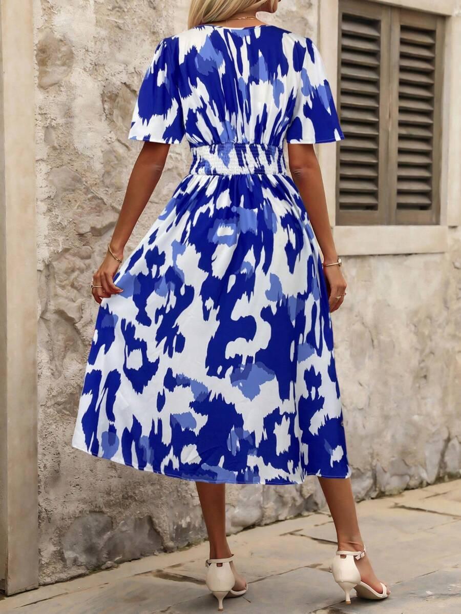 maxi sukienka v neck wzór 