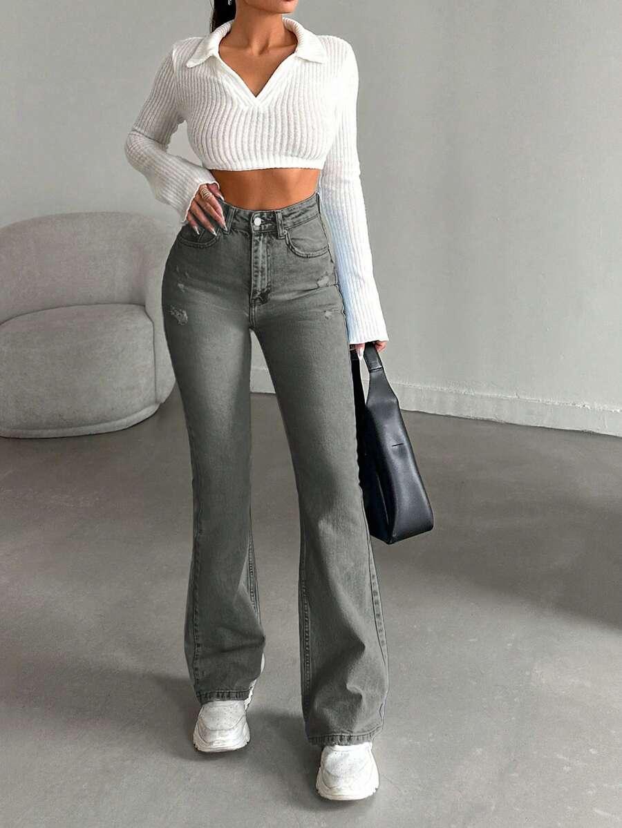 SZARE SPODNIE JEANS 