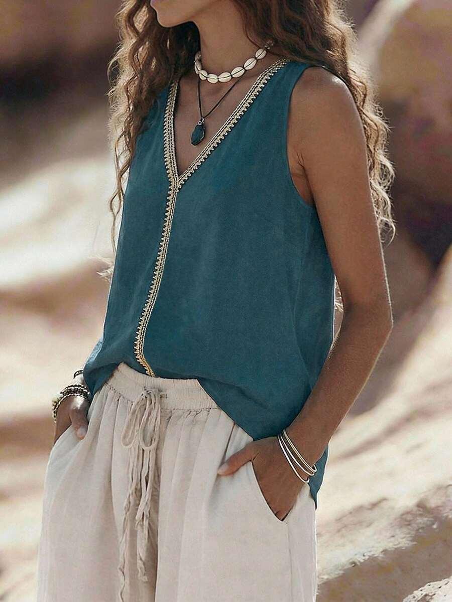 ZIELONA BLUZKA V-NECK