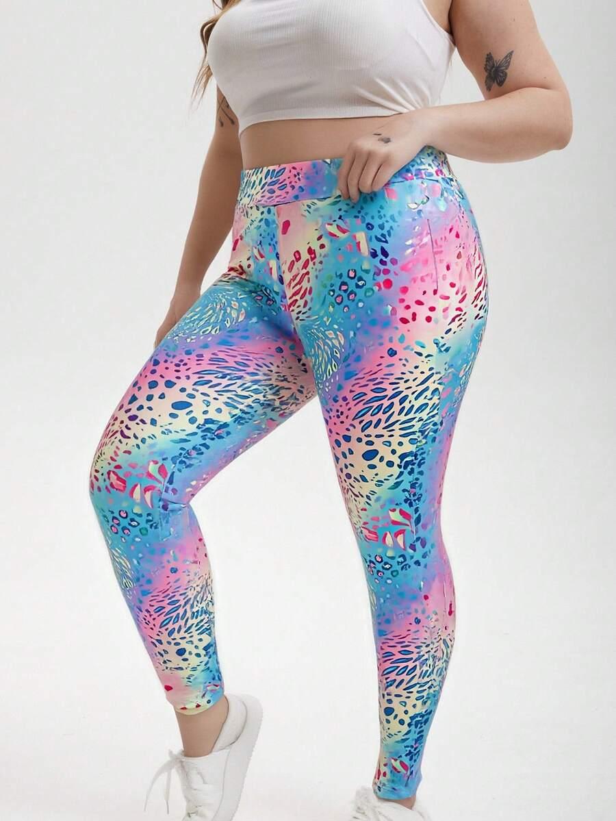 wielokolorowe legginsy wzór 