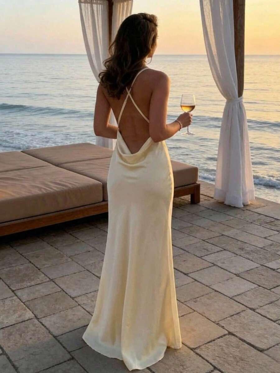 satynowa maxi sukienka