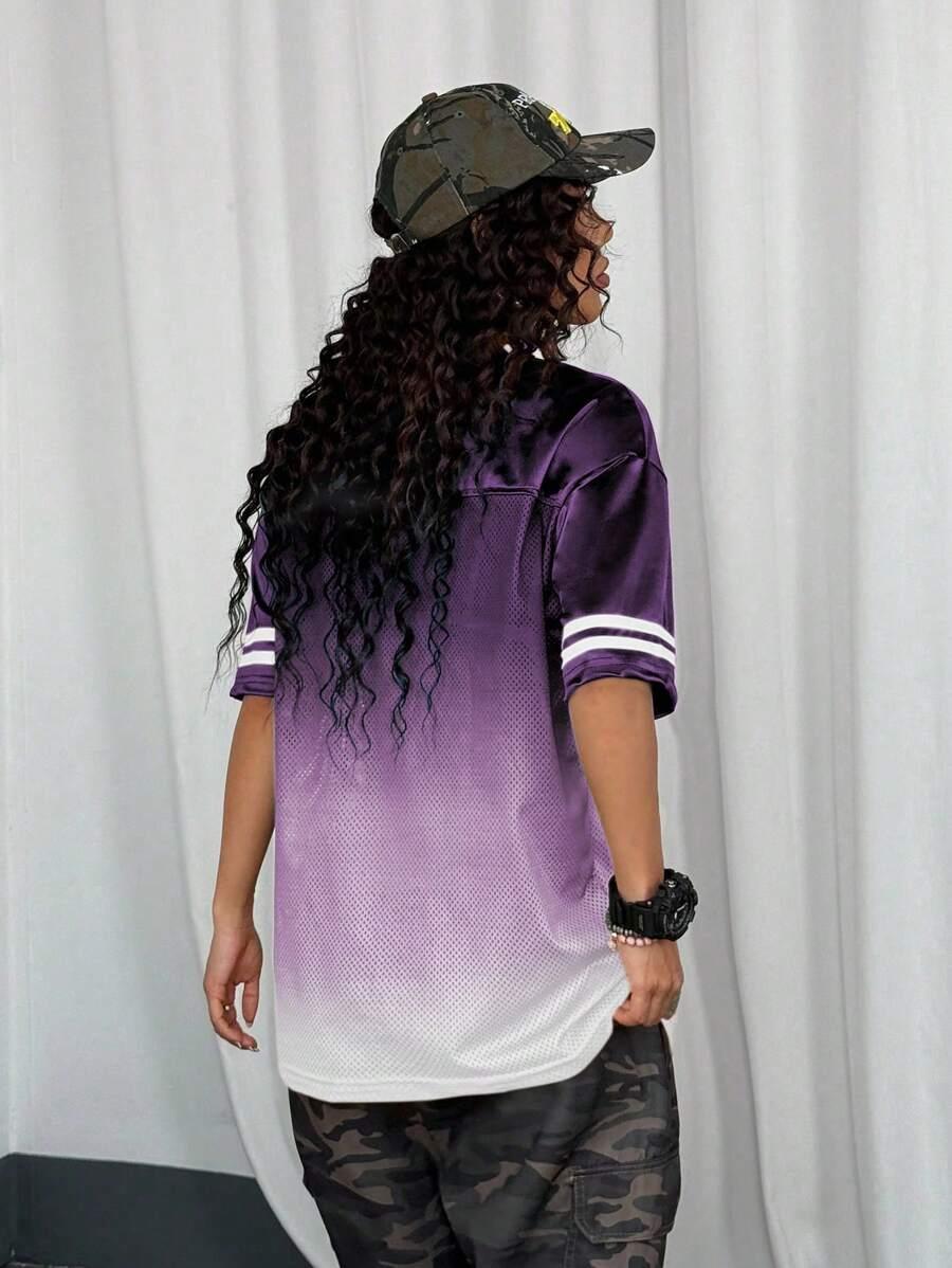 FIOLETOWY T-SHIRT NADRUK