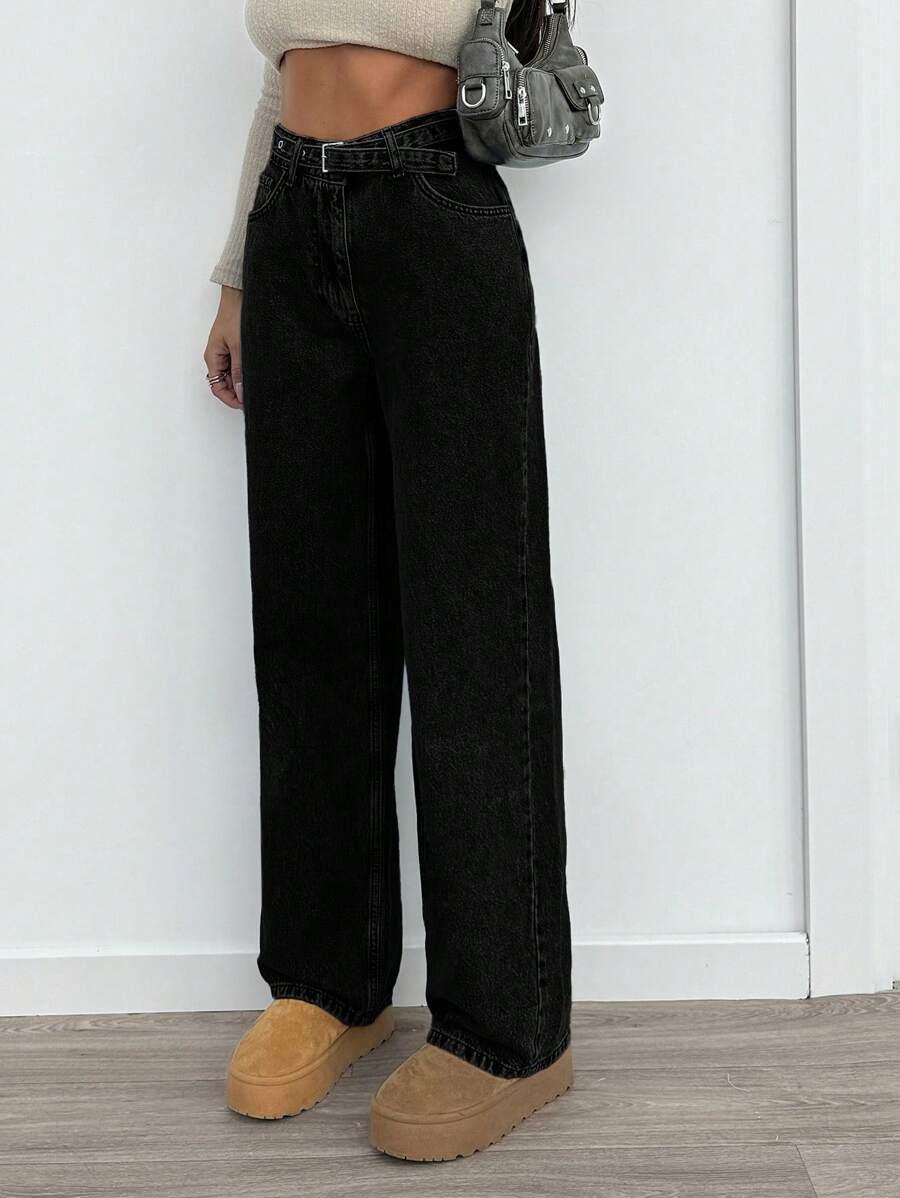 CZARNE SPODNIE JEANS 