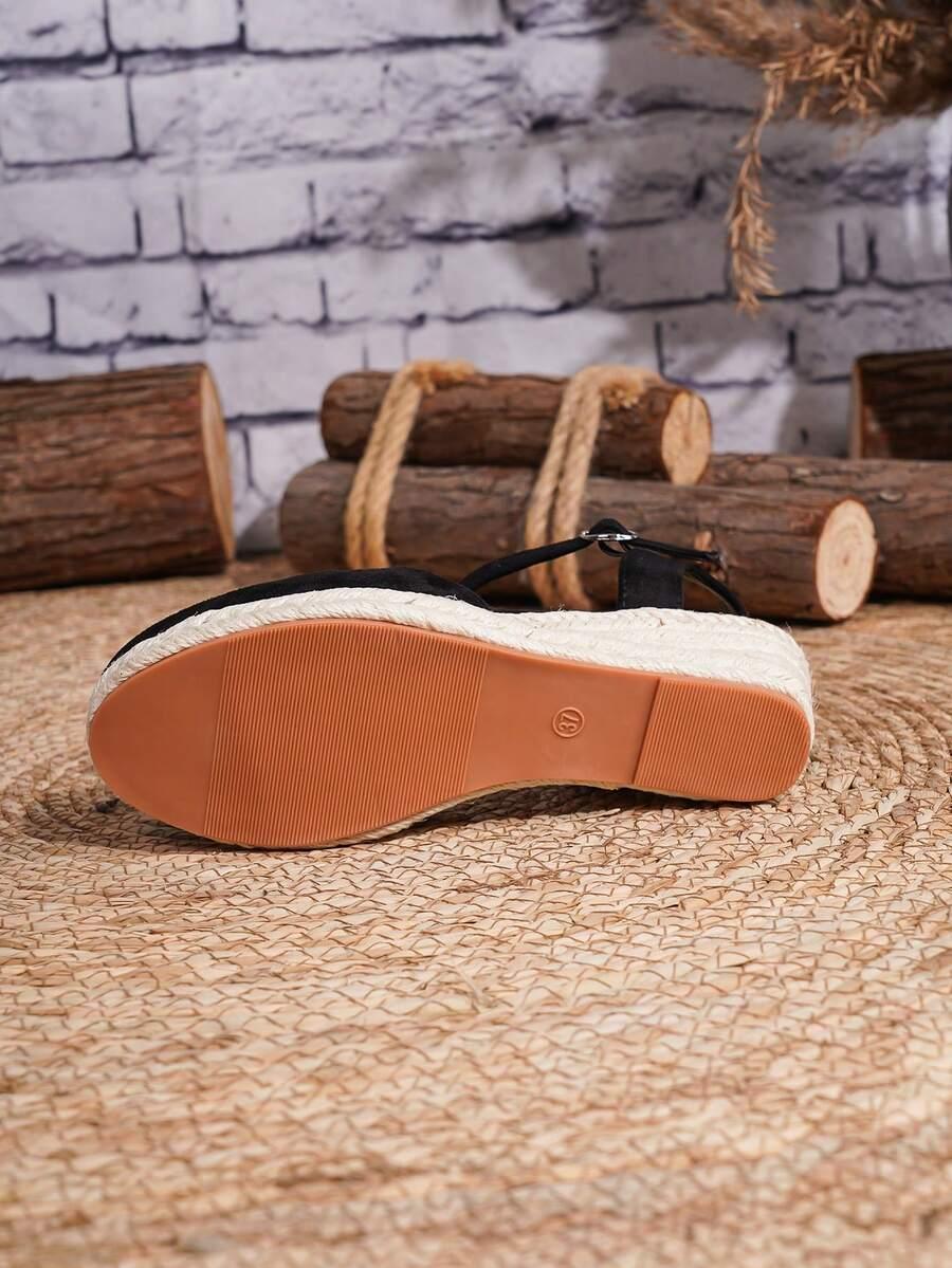 CZARNE ESPADRYLE KOTURN