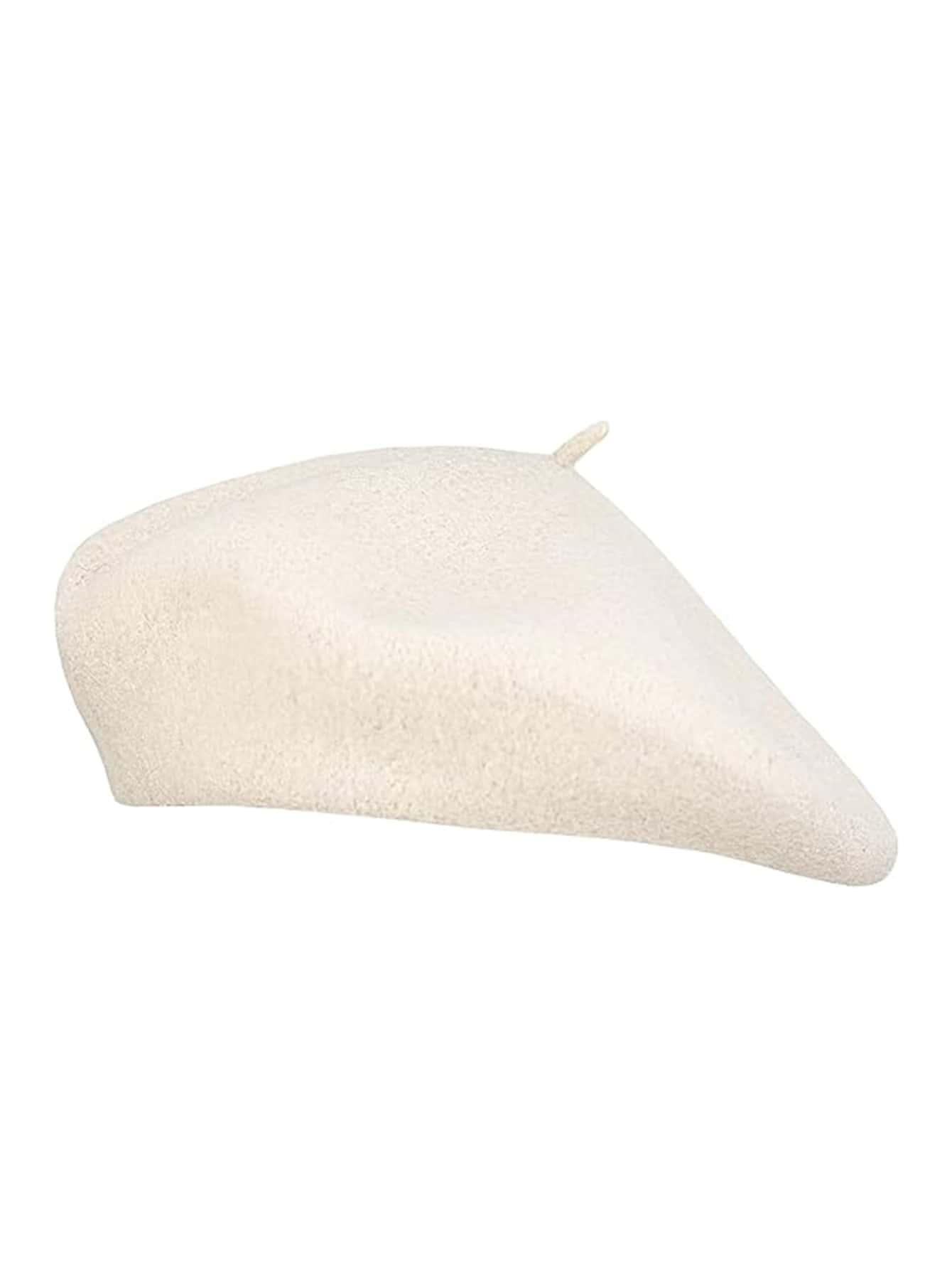 kremowy beret casual