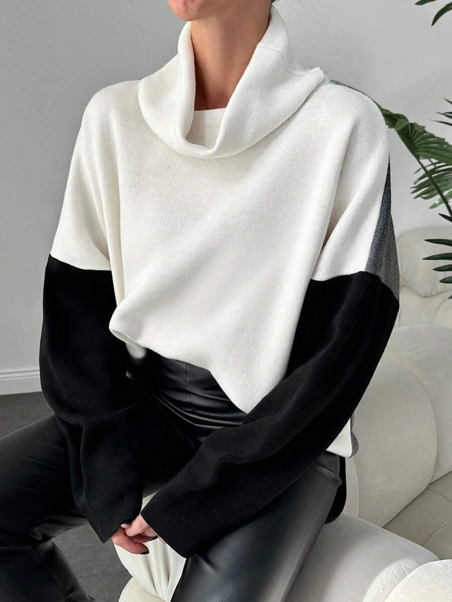 SWETER ŁĄCZENIE KONTRAST 