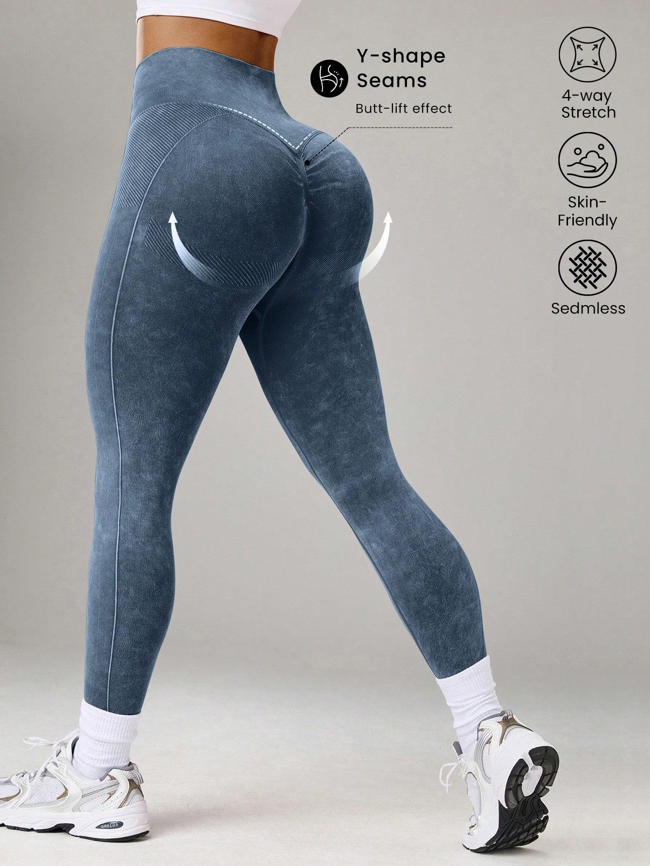 niebieskie sportowe legginsy