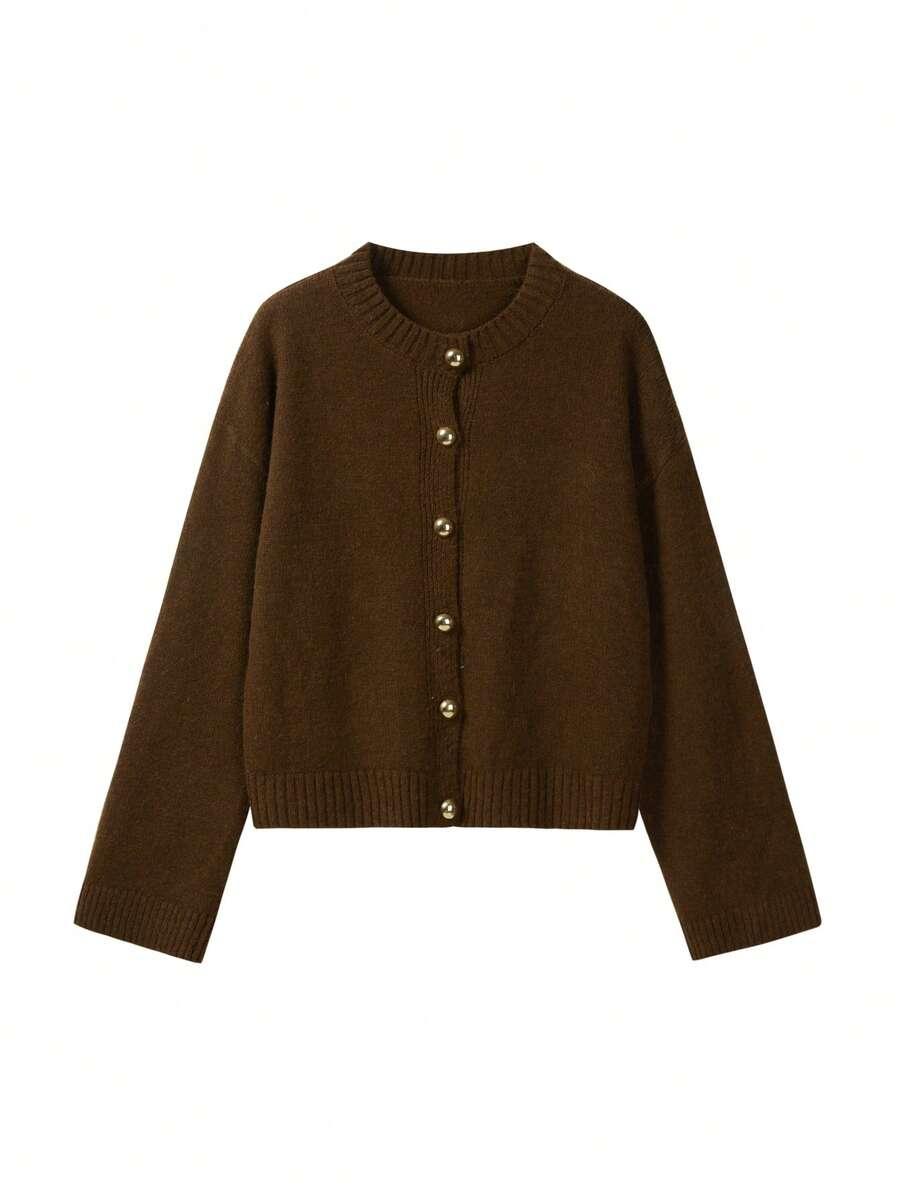 BRĄZOWY SWETER GUZIKI