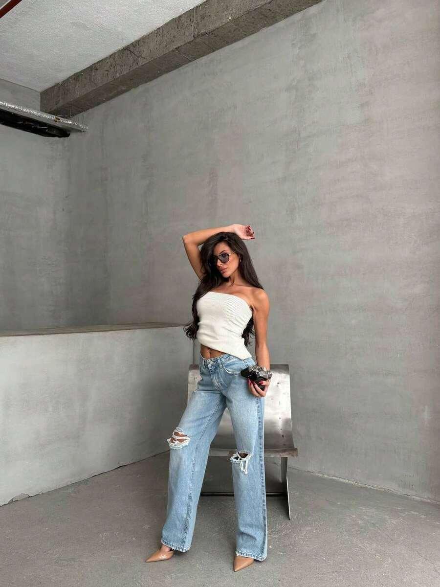 NIEBIESKIE SPODNIE JEANS PRZETARCIA
