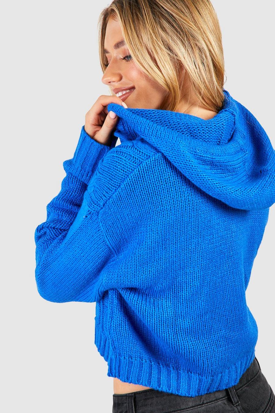 KRÓTKI SWETER DAMSKI Z KAPTUREM 