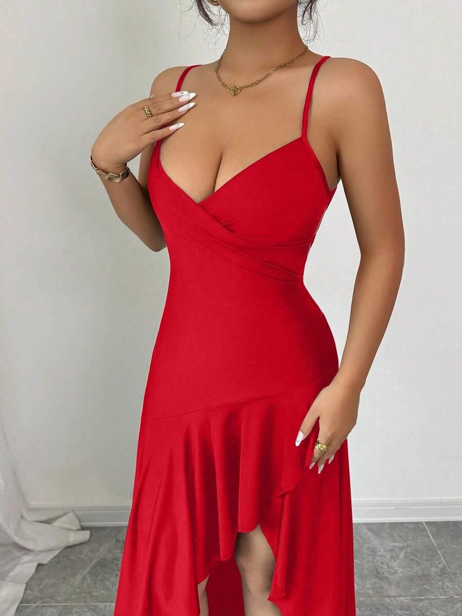 CZERWONA MAXI SUKIENKA