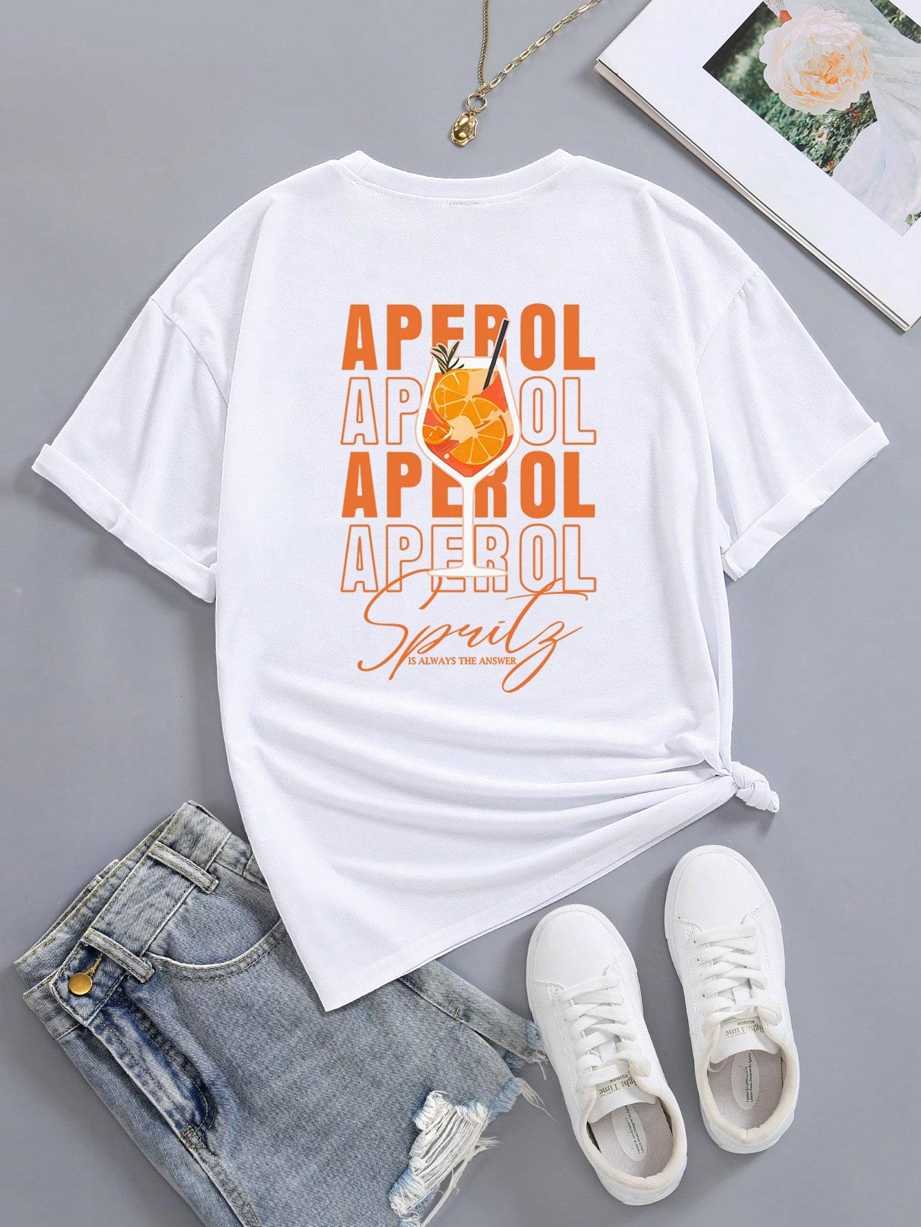BIAŁY T-SHIRT Z NADRUKIEM