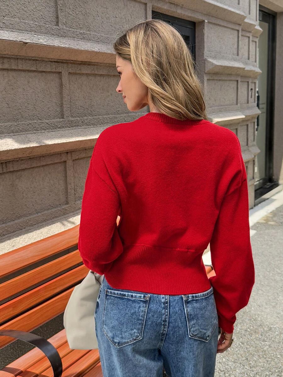 CZERWONY SWETER KARDIGAN
